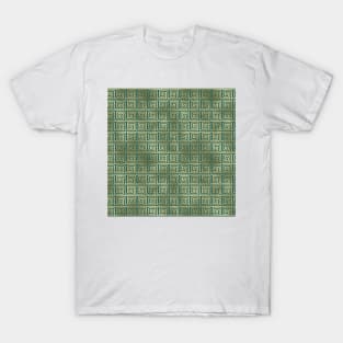 Teal and Gold Vintage Art Deco Greek Key Pattern T-Shirt